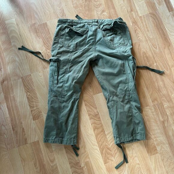 1955 Vintage Collection cropped pants tab flap pocket tie olive green cargo 11 - Picture 1 of 12